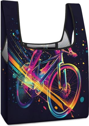 Generic Cycling Forever Colorful Speed Reusable Shopping Bags Lightweight Foldable Grocery Bag Polyester Washable Tote Bag