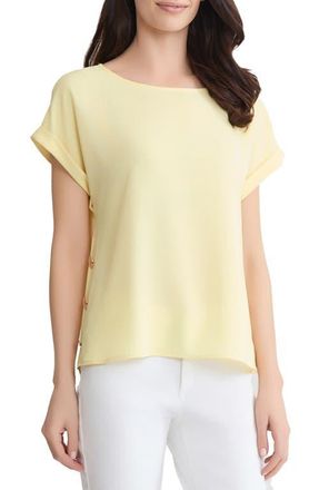 Jones New York Button Side Short Sleeve Top in Cornsilk at Nordstrom, Size Small