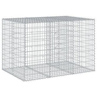 Berkfield Home Gabion Basket with Cover 150x100x100 cm Galvanised Iron in Silver | Size: 150 x 100 x 100 cm
