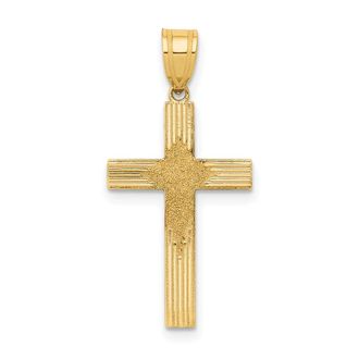 Diamond2Deal 14k Yellow Gold Laser Designed Cross Pendant