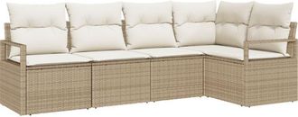 vidaXL Garden Sofa Set 5 pcs Beige Poly rattan Vidaxl