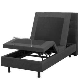 Beliani Cama Ajustable El&eacute;ctrica Con Mando A Distancia De Tela Gris Oscuro 80 X 200 Cm Duke