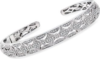 Ross-Simons Diamond Crescent-Motif Cuff Bracelet in Sterling Silver