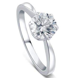 Pompeii3 1 1/2Ct Solitaire Lab Grown Round Diamond Engagement Ring 14k Gold & Platinum