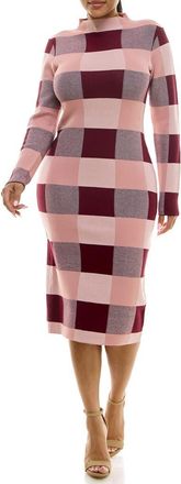 Nina Leonard Jacquard Long Sleeve Sweater Dress in Wine/Mauve at Nordstrom Rack, Size X-Large