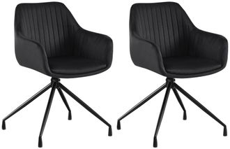 Clp Clp - Lote De 2 Sillas De Comedor Welby Negro Terciopelo