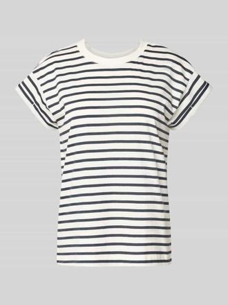 Jake*s Casual T-Shirt mit Streifenmuster in Dunkelblau, Gr&ouml;&szlig;e L