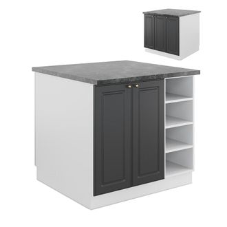 Vicco Isla De Cocina Fame-line, Antracita-oro/blanco, 90 Cm Sin Encimera