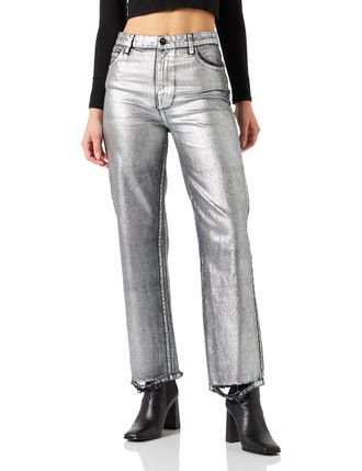 Pinko Womens Sveva 8 Straight Pj781 Denim B Jeans, Zi1_Black/Silver, 34