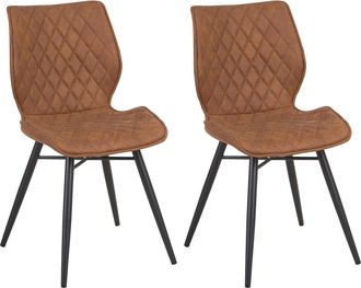 Beliani Beliani - Juego De 2 Sillas De Comedor Tapicer&iacute;a De Tela Marr&oacute;n Patas Negras Estilo Retro R&uacute;stico Lisle