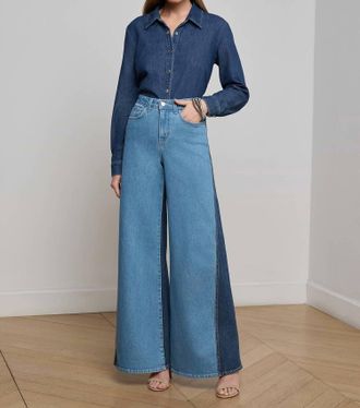 L'agence Beau High Rise Wide Leg Contrast Pants In Paso