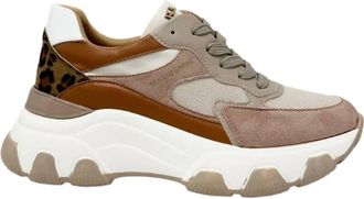 Renato Garini Womens Platform Print Sneakers In Pink/beige/leopard