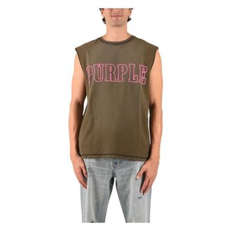 Purple T-shirt senza maniche in jersey testurizzato - - Tops - Uomo - Verde - S