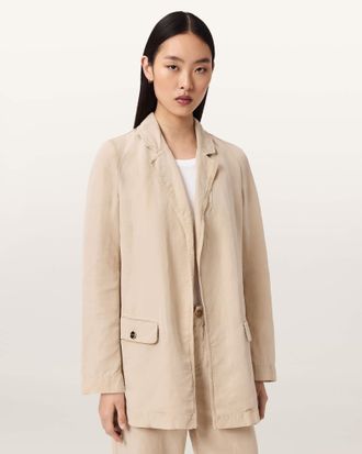 AllSaints Lyocell/Linen Aleida Tencel Blazer, Size: UK 14/US 10