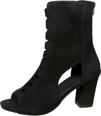 Generic Womens Peep Toe Zip Up Ankle Booties Fashion Cutout Block High Heel Dress Sandals Summer Casual Shoes (8.5,Black)