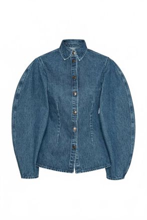 Rotate Womens Fitted Shirt In Medium Blue Denim
