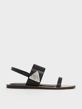 Charles & Keith Trice Metallic Accent Double Strap Sandals