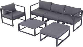 OUTSUNNY 6pcs Garden Sectional Sofa Set Aluminum Frame Coffee Table Footstool
