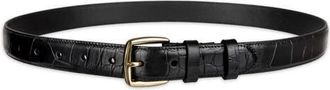 Cole Haan Feather Edge Leather Belt in Black Croc at Nordstrom, Size Medium
