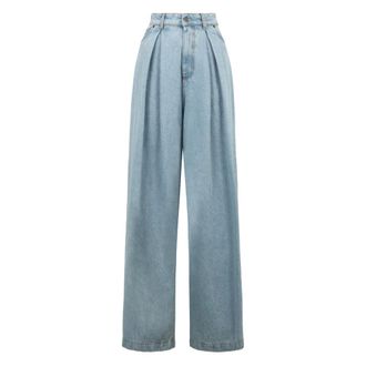 Giuseppe Di Morabito Wide Jeans, female, Blue, Size: W25 Pleated Wide-Leg Jeans