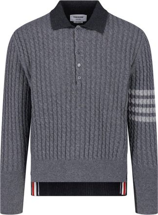 Thom Browne Cable Knit Contrasting Collar Unique Accents Sweater