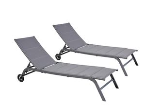 Concept Usine Conjunto de 2 tumbonas de aluminio gris oscuro