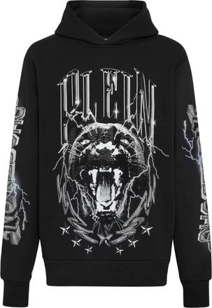 Philipp Plein Hooded Sweatshirt - Heren - Hoodies - Zwart - 2XL - Katoen - Hoodies & sweatvesten