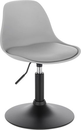 Woltu 1x Taburetes Con Respaldo Cuero Sint&eacute;tico Cocina Regulable En Altura Taburete Giratorio Peluquer&iacute;a Sillas Bar Taburete De Escritorio Gris 39.5-50.5cm 