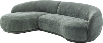 Oviala Sof&aacute; esquinero izquierdo de 3 plazas con chaise longue, verde