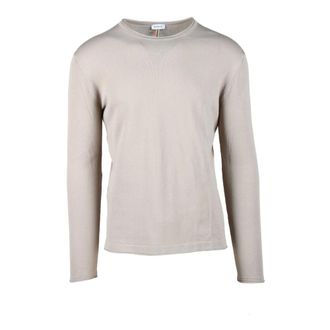 Distretto12 Round-neck Knitwear, male, Gray, Size: L Ribbed Knit Sweater