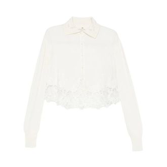 Ermanno Scervino Camisa de seda con ribete de encaje - Blouses & Shirts - Mujer - Blanco - XS