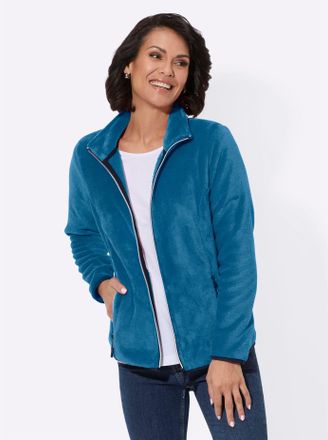 Casual Looks Fleecejacke CASUAL LOOKS, Damen, Gr. 38, blau (topas), 100% Polyester, unifarben, Jacken Fleecejacke