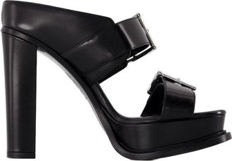 Alexander McQueen Womens Leath S.leath Sandals Leather Black-Silver Shoes