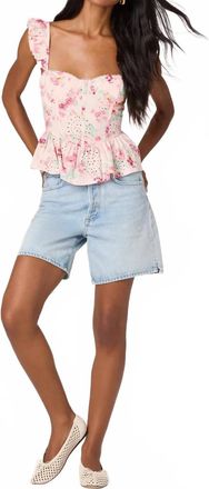 Astr Baylin Corset Peplum Top In Pink Floral