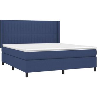 vidaXL Vidaxl - Cama Box Spring Colch&oacute;n Y Luces Led Tela Azul 180x200 Cm