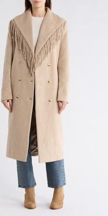 Wayf Fringe Double Breasted Coat in Camel at Nordstrom Rack, Size X-Large
