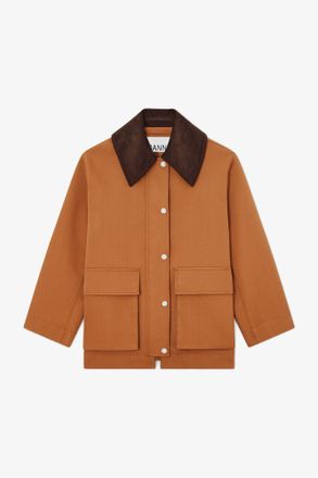 Ganni Jacket in Brown Twill - Size XXS/XS Cinnamon Swirl