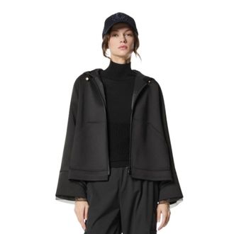 Nenette Light Jackets, female, Black, S, Structured Scuba Hoodie with Organza Inserts