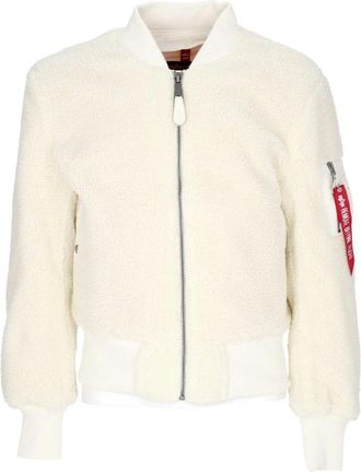 Alpha Industries Off White Teddy Sherpa Jas - Heren - Bomber jackets - Wit - L - Polyester - Jassen
