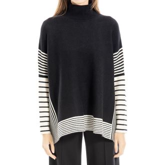 Max Studio Mock Neck Sweater in Black/Off White at Nordstrom Rack, Size Small