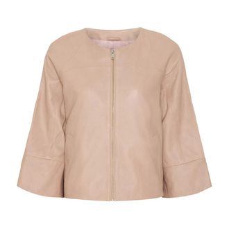 BTF-CPH Cream Crop Lederjasje - Dames - Leren en Su&egrave;de Jassen - Beige - S - Leer - Jassen