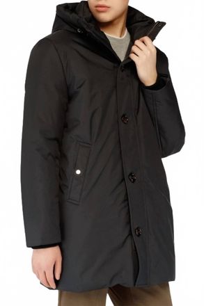 Moorer Hooded Mid Length Parka Coat In Nero