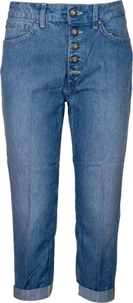 Dondup Loose Fit Denim Jeans met Juweelknopen - Dames - Cropped Jeans - Blauw - W28 - Denim - Jeans