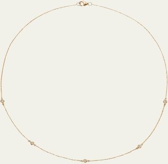 Pamela Love 14K Yellow Gold Station Necklace with Rolo Chain and White Diamonds, 15L