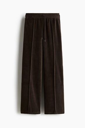 H&M Wide Velour Joggers in Dark Brown at Nordstrom, Size 3X-Large