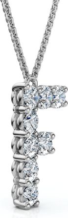 Pompeii3 1Ct Diamond Initial F Pendant 14k Gold 18 Necklace Lab Grown 5/8 Tall