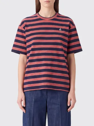 Jil Sander T-shirt a righe in cotone con girocollo e logo ricamato