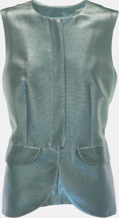 Emporio Armani Metallic Green Lurex Sleeveless Blazer
