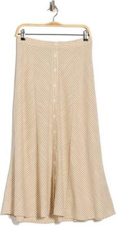 Max Studio Stripe Button Front Maxi Skirt in Toast/Off White Stripe at Nordstrom Rack, Size X-Small