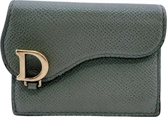 Dior Gray Leather Wallet (Tri-Fold) (Pre-Owned)